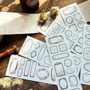 Retro Floral White Label Stickers For Journaling Scrapbooking Paper Flower Decorative Stickers Vintage Stationery Supplies