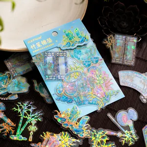 Détail d'autocollants PET avec dorure laser représentant des motifs chinois traditionnels