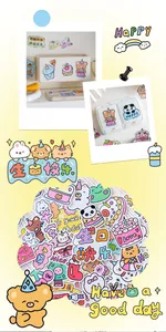 Simpatico set di adesivi per compleanni a cartoni per scrapbooking e decorazione.