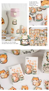 Detalle de pegatinas de gato naranja tierno, perfectas para diario y decoración de scrapbooking.