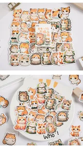 Adorables pegatinas de gato naranja de dibujos animados detalle para diario álbum DIY.