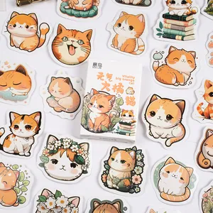 Lindo Gato Perro Tema de Comida Pegatinas Decorativas Caja Conjunto Impermeable DIY Diario Álbum Papelería