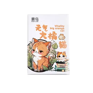 Pegatinas de gato naranja lindo en caja, conjunto decorativo de bricolaje para diario de gatito