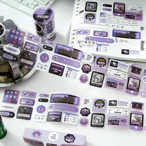 Purple aesthetic Korean style journaling stickers set for DIY scrapbooking decoration