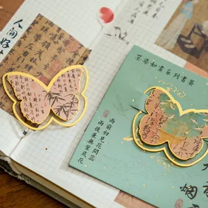 Vintage Schmetterling Metall Lesezeichen mit traditionellem chinesischem Tuschemalerei-Design