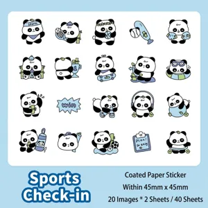 Paquete de 40 pegatinas de panda deportistas para scrapbooking y decoración diario