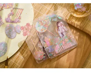 Vue détaillée des autocollants PET holographiques dorés pour le scrapbooking