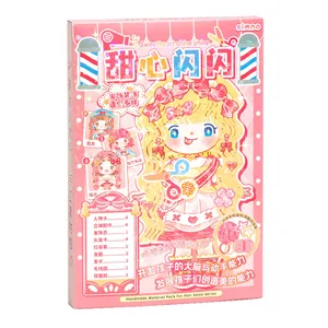 DIY Prinzessin Friseursalon Materialpaket Für Mädchen Niedliche Cartoon Papierpuppen Set Mit Garn Haaren Aufklebern Haarnadeln Bastelspielzeug
