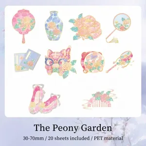 Autocollants PET dorés avec des motifs décoratifs chinois traditionnels, lot de 20