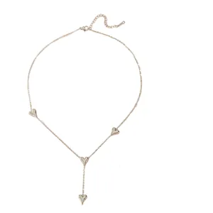 Silver stainless steel necklace with multi heart tassels detailed view