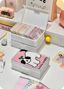 Stapelbare weiße Aufbewahrungsboxen für Karten mit niedlichem Lucky Puppy Design