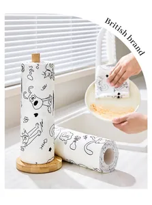 Disposable absorbent cleaning cloth with cute dog and cat patterns for kitchen use