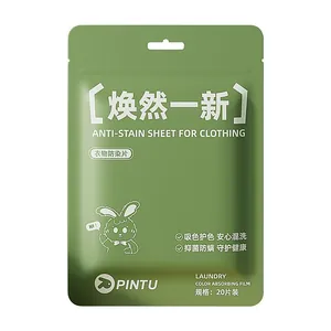 Green packaging of 20-pack laundry color absorber sheets for anti-stain washing