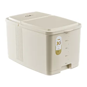 Seau de stockage de riz hermétique de 15 kg avec échelle de graduation