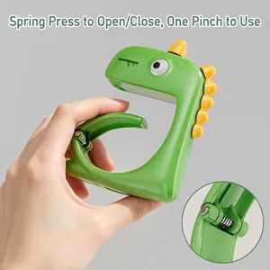Creative green dinosaur desk bag hook with spring-loaded clamp for students