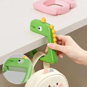 Cute dinosaur-shaped desk bag hook for students, no-drill portable backpack hanger tool
