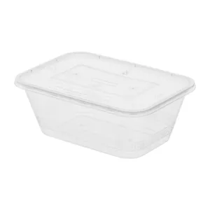 Boîte alimentaire rectangulaire jetable en plastique transparent, compatible micro-ondes