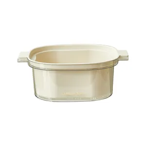 Durable double-layer kitchen drain basket for washing vegetables and fruit storage in cream