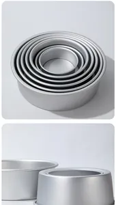 Set of round aluminum alloy cake pans in multiple sizes with premium matte finish