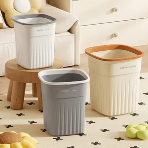 Large Capacity Minimalist Striped Plastic Trash Can Without Lid Waste Bin For Bathroom Kitchen Living Room Office Storage