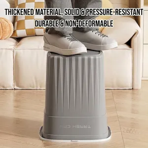 Durable gray textured trash can with high pressure resistance for home use