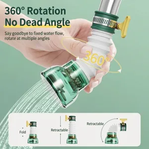 360-degree rotating faucet water filter extender with extendable splash-proof neck design