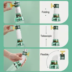 Universal faucet water filter extender with flexible 360-degree splash-proof bending hose