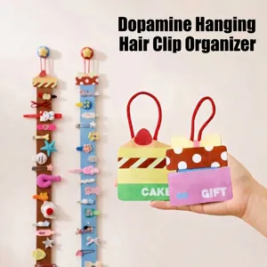 Organisateur de Barrettes à Cheveux en Feutre Mural Support d'Accessoires de Cheveux de Dessin Animé pour Filles Femmes Rangement Barrettes Bandeaux