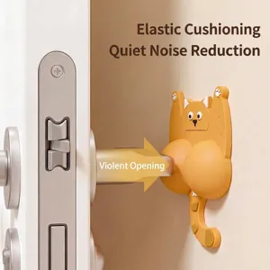 Cute orange cartoon cat shaped soft rubber door bumper for wall protection and noise reduction