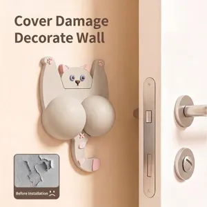 Cute cartoon cat soft silicone wall protector and anti-collision door stopper pad