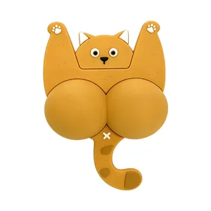 Cute orange cat soft rubber wall protector and door bumper for creative home decoration