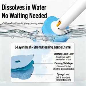 Recharge de brosse WC jetable efficace avec conception d'éponge à trois couches