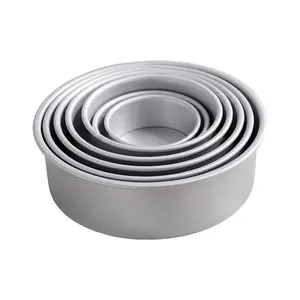 Professional set of nesting aluminum alloy round chiffon cake baking molds in various sizes