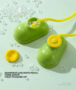 Macro view of shoe-shaped deodorizer with grapefruit, lime, and white peach scents