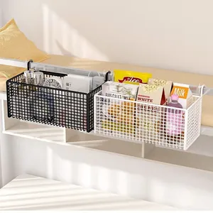 Cestini sospesi in filo metallico bianco e nero per lo stoccaggio del letto dormitorio