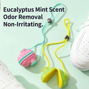 Eucalyptus mint scented shoe deodorizer balls for odor removal and long-lasting freshness.