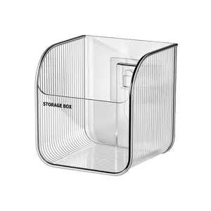 Wall-mounted clear ribbed storage box for kitchen ginger and garlic organization rack