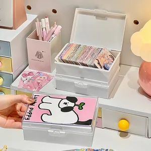 Schreibtisch Sammelkarten-Organizer PP Kunststoff Karten-Aufbewahrungsbox Mit Staubdichtem Klappdeckel Für Fotokarten-Aufkleber