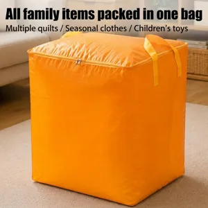 Durable large capacity orange waterproof moving bag for quilt and seasonal clothes storage