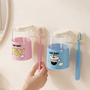 Support de brosse à dents magnétique mural avec gobelets de dessin animé pour salle