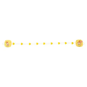 Yellow doll storage lanyard with heart clips and cartoon patterns for toy display