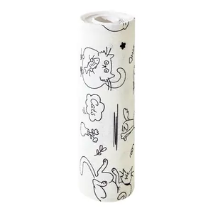 Disposable kitchen cleaning towel roll with cute hand-drawn cat pattern for dishwashing