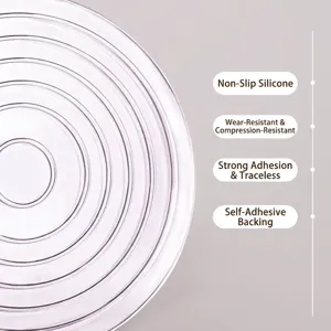 Non-slip silicone furniture pads with concentric circles and adhesive backing