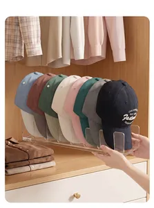 Organizador de acrílico transparente para gorras de béisbol, estante de almacenamiento para armario.