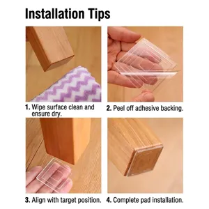 Step-by-step installation guide for transparent silicone anti-slip furniture leg pads