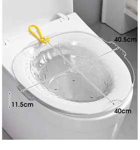 Detailed dimensions of transparent sitz bath basin for easy toilet seat placement