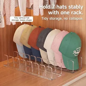 Organizador de sombreros de acrílico transparente para siete gorras de béisbol en armario