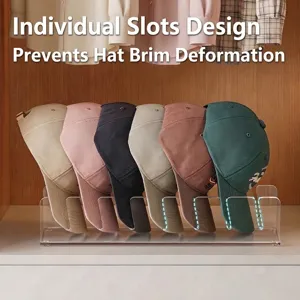 Organizador de sombreros de acrílico transparente con ranuras para gorras