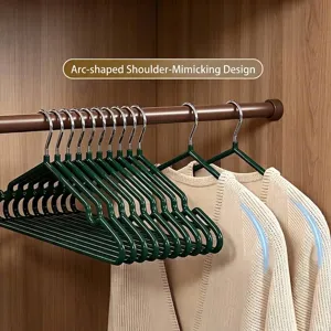 Non-slip PVC coated stainless steel clothes hangers with seamless arc shoulder design