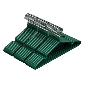 Durable stack of dark green PVC coated stainless steel non-slip hangers for clothing
